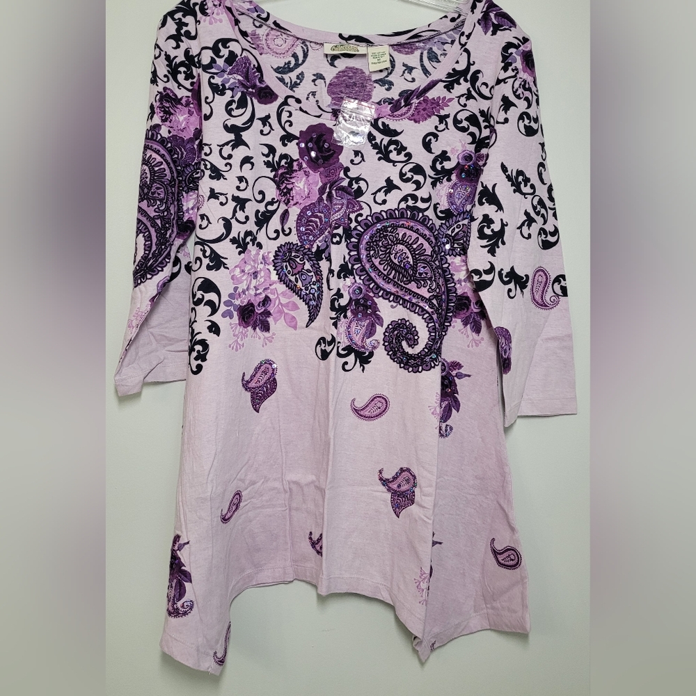 COLLECTIONS Purple Paisley Top  Med. NWOT
